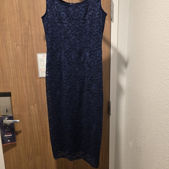 SLNY Dresses & Skirts - SLNY Navy Lace Midi Dress